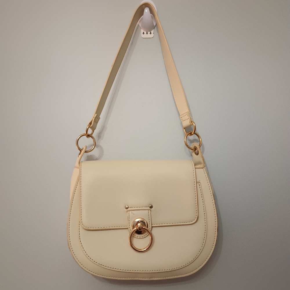 Badgley Mischka Cream Saddle Bag